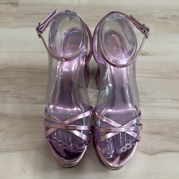 Black Suede Studio Emani Block Heel Platform Sandals Metallic pink/Purple - Picture 2 of 11